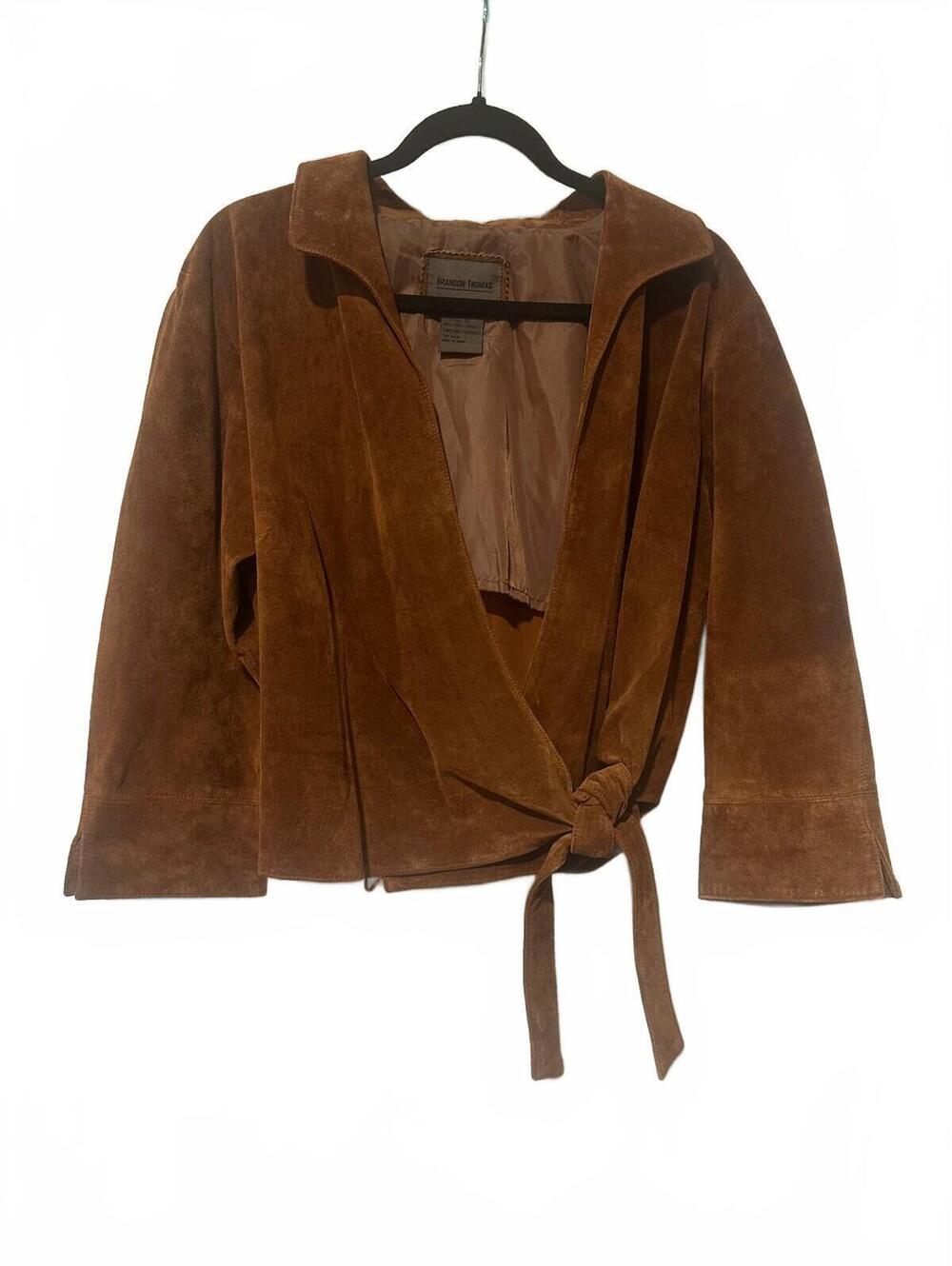 Vinage Brandon Thomas brown leather wrap top size XL